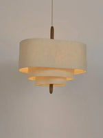 lampe suspendue moderne beige clair chaîne métallique tissu opacité salon chambre cuisine