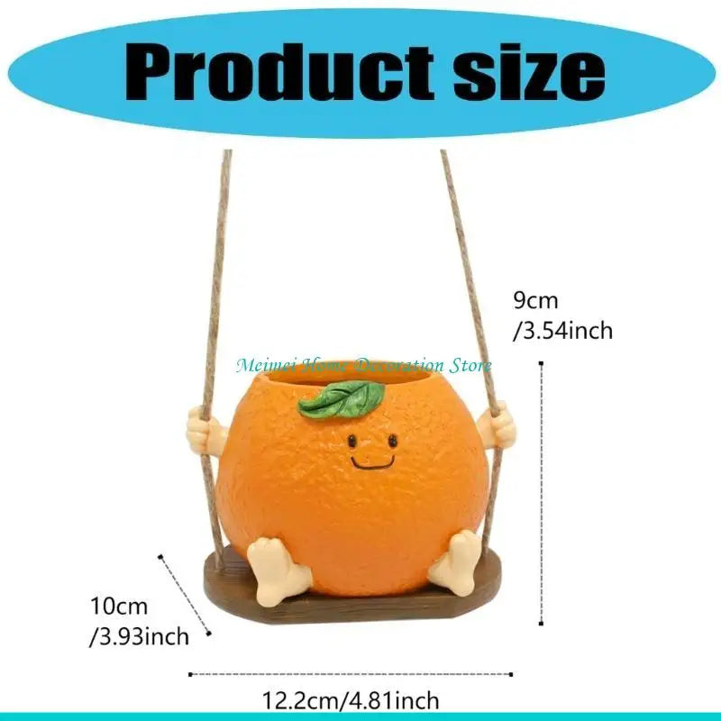 support jardinière suspendu résine orange pot plante swing ludique balcon jardin