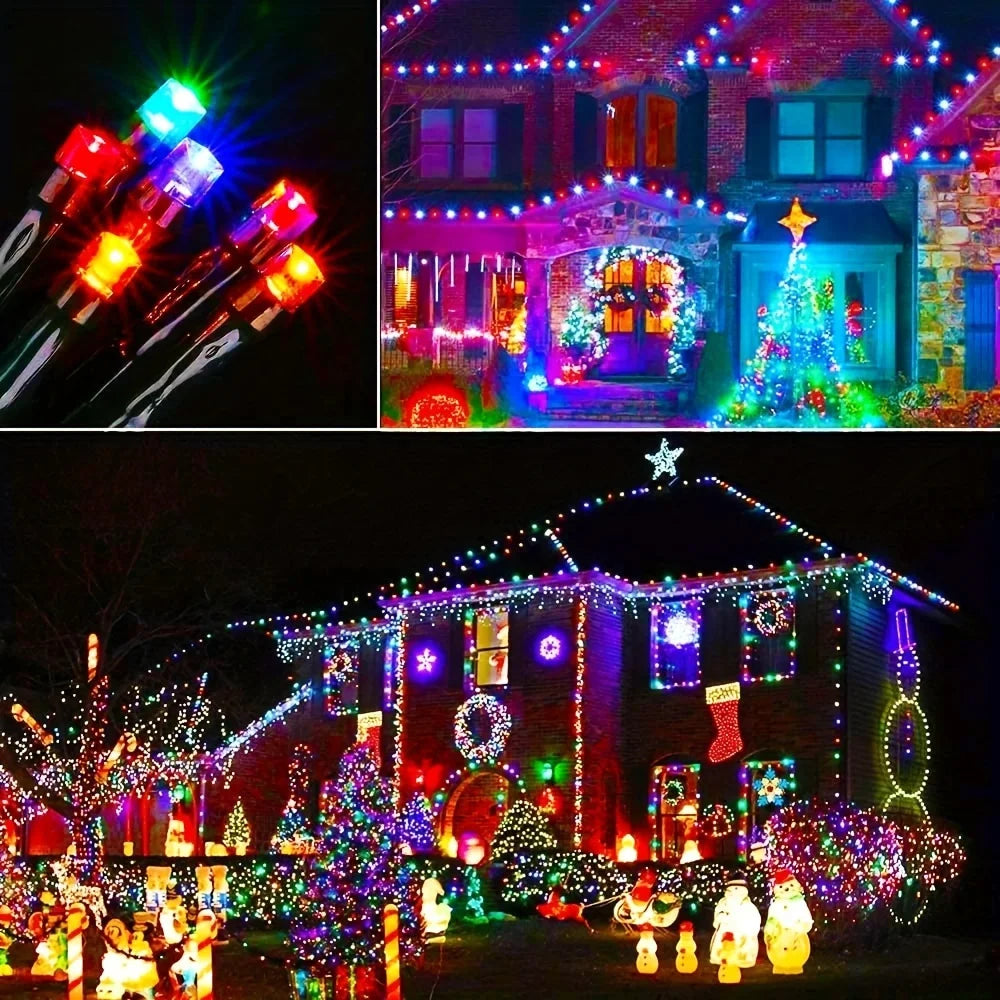 guirlande lumineuse solaire multicolore moderne 300 led modes ip65 autoinstallation spikesextérieur