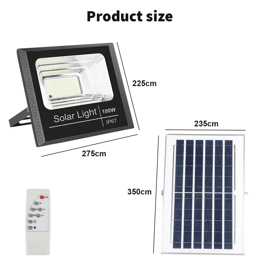 projecteur solaire led ip67 protection abs moderne extérieur sécurité jardin autonomie télécommande