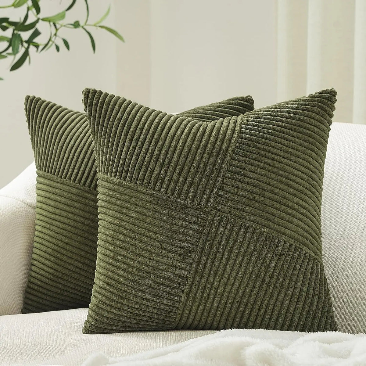 coussin beige rayures verticales moderne housse 45x45cm polyester coton zipper blancintérieur deco maison