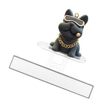 figurine chien rose bleu noir lunettes collier porte clés moderne transparent
