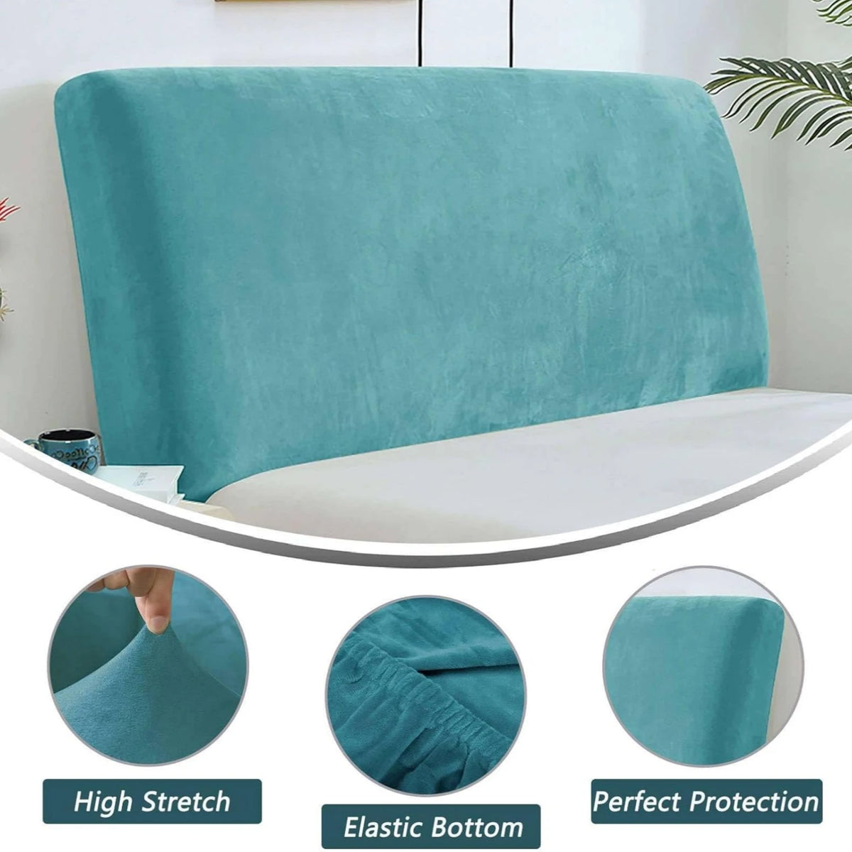 couvre tête lit velours beige moderne adhésif protection chambre maison 200cm