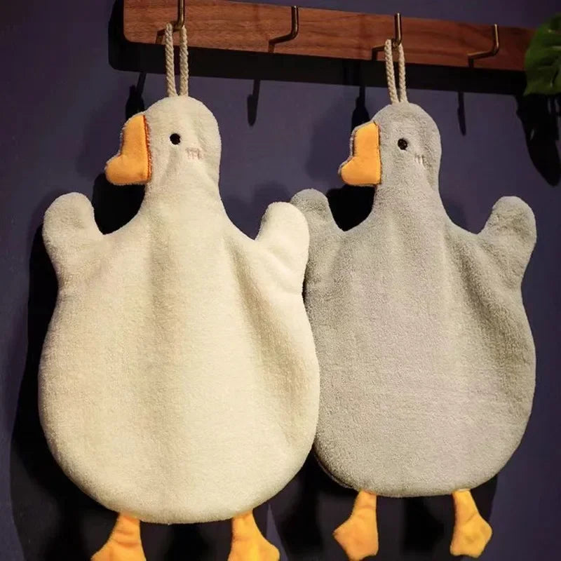 serviette main forme canard blanc gris poilu absorption cuisine salle bain