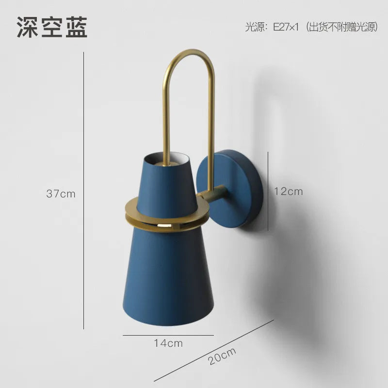 lampe murale moderne blanc bleu noir mat abat jour anneau doré flux lumineux 249