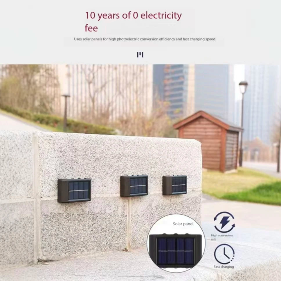 lampe murale solaire led extérieure étanche automatique nuit jardin patio décoration moderne minimaliste up
