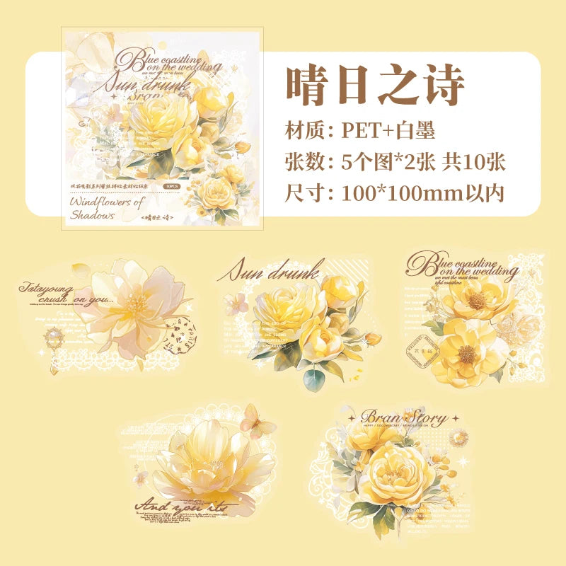 autocollants fleurs papillons texte adhésifs scrapbooking diy fournitures romantique vintage 10 pièces