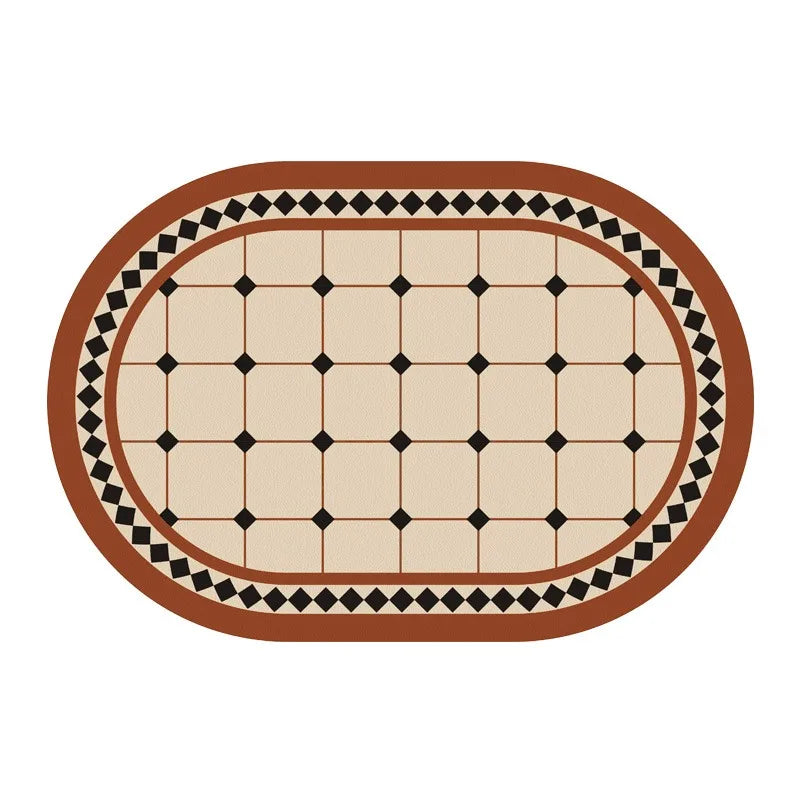 tapis table beige noir résistants chaleur imperméables lavables fleurs stylisées texture cuir classique élégant