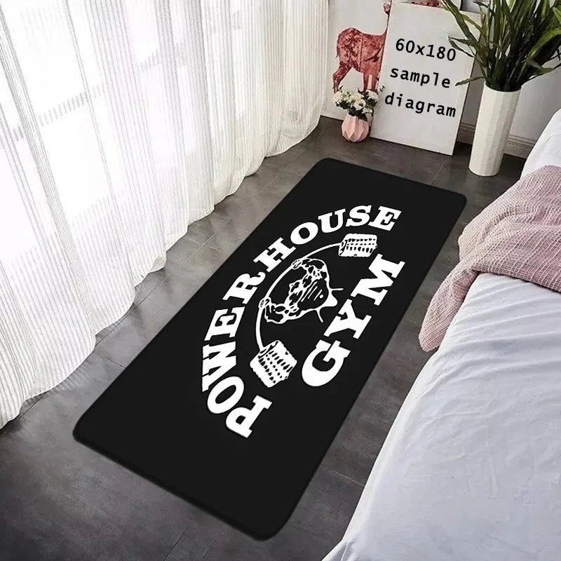 tapis sol noir moderne motif grille texte blanc décoration maison salon entrée couloir