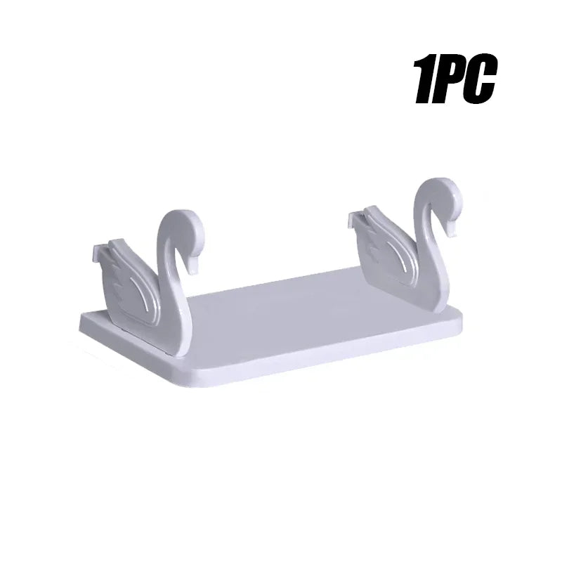 étagère murale cygne blanc moderne adhésive rangement salle bain cuisine papier lettre stylo bouteille