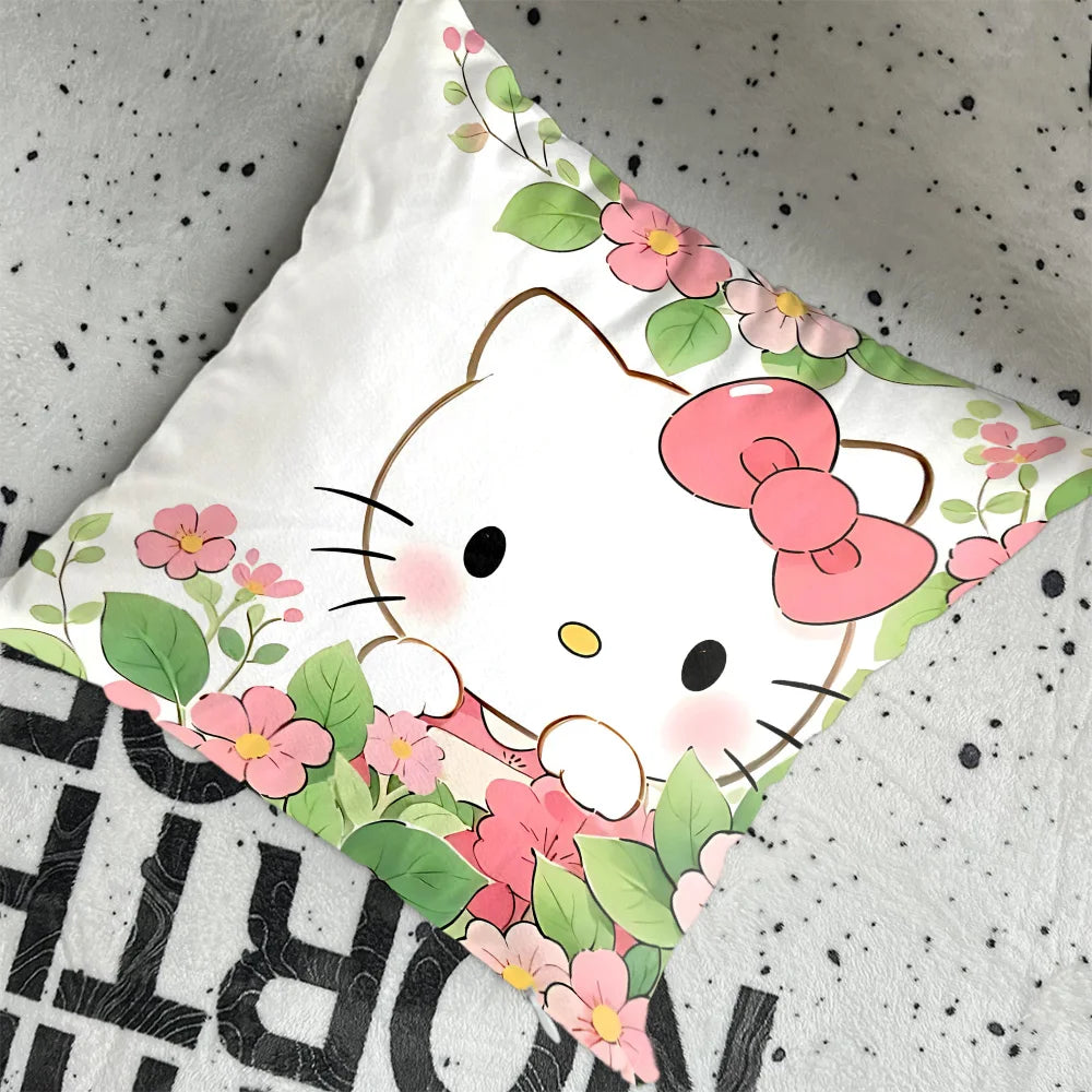 housse coussin carré hello kitty motif fleurs lapin ours coeurs chaussettes polyéstère decorative lit