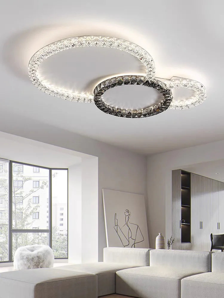 plafonnier led transparent moderne cristaux sans ombre interrupteur poussoir tension 90 260v flux lumineux