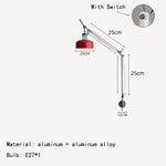 lampe murale moderne rouge deco chambre salon éclairage quotidien articulée métal fixée mur