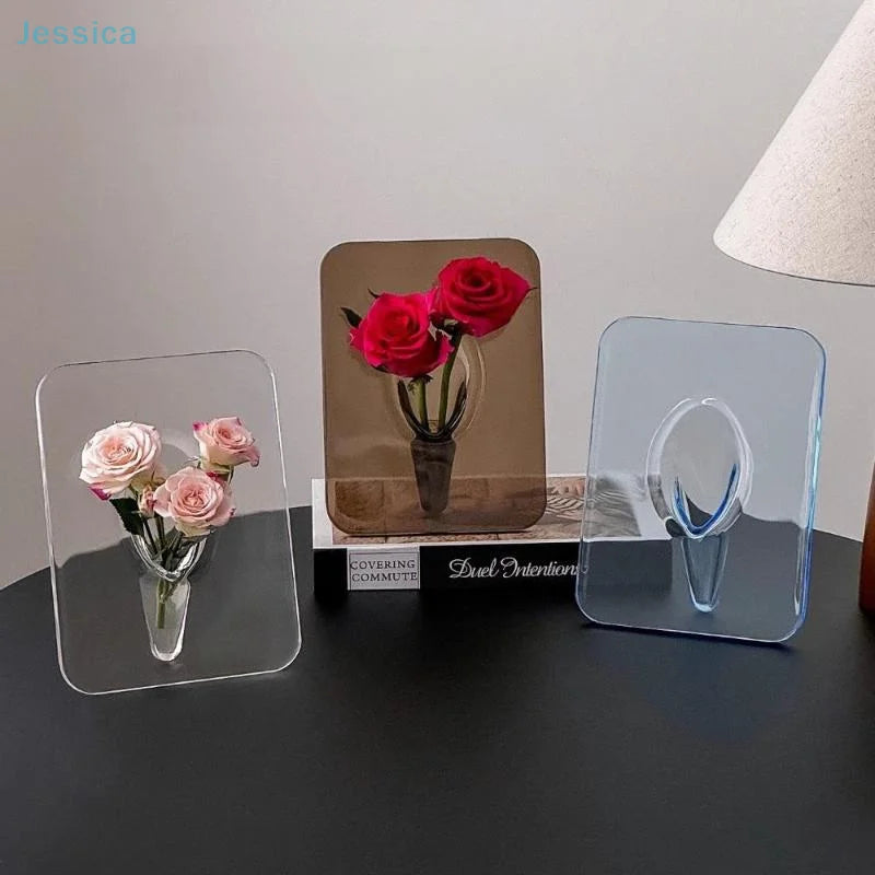 support fleurs transparent moderne adhésif rectangulaire lisse intérieur decoration