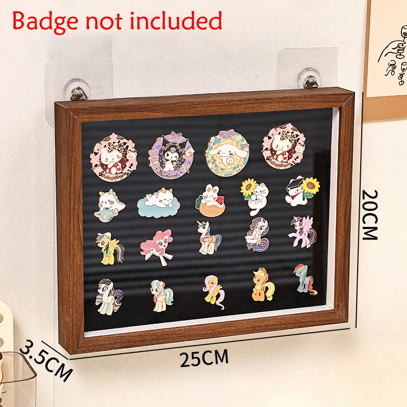 présentoir porte badges acrylique réutilisable contemporain bois marron noir clips badges