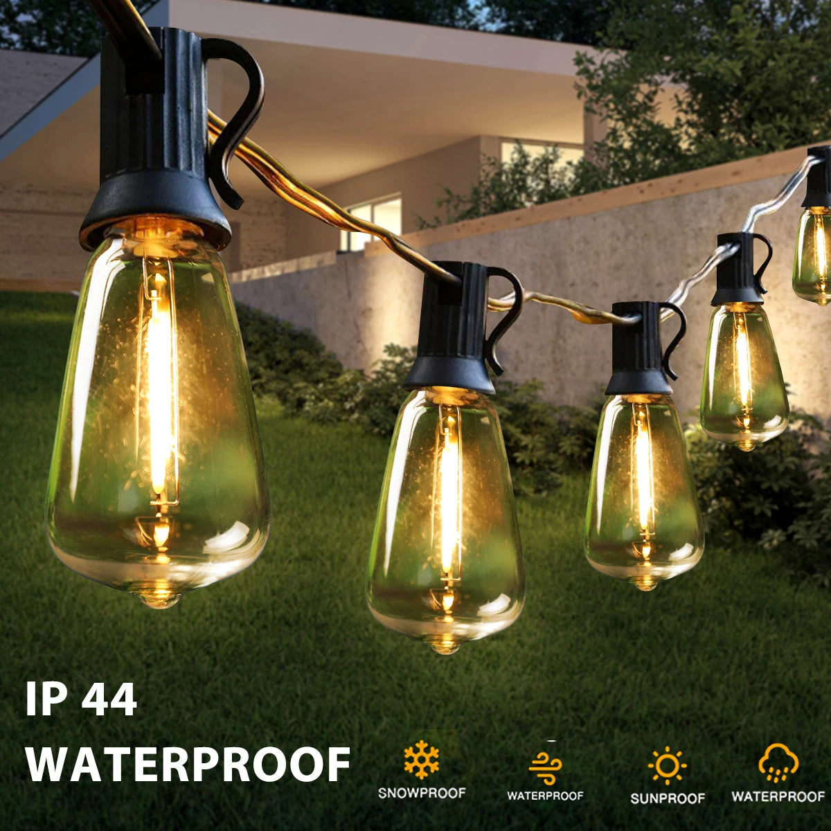 guirlande lumineuse led transparente moderne 10m 15m 20m extérieure imperméable clips vert noir
