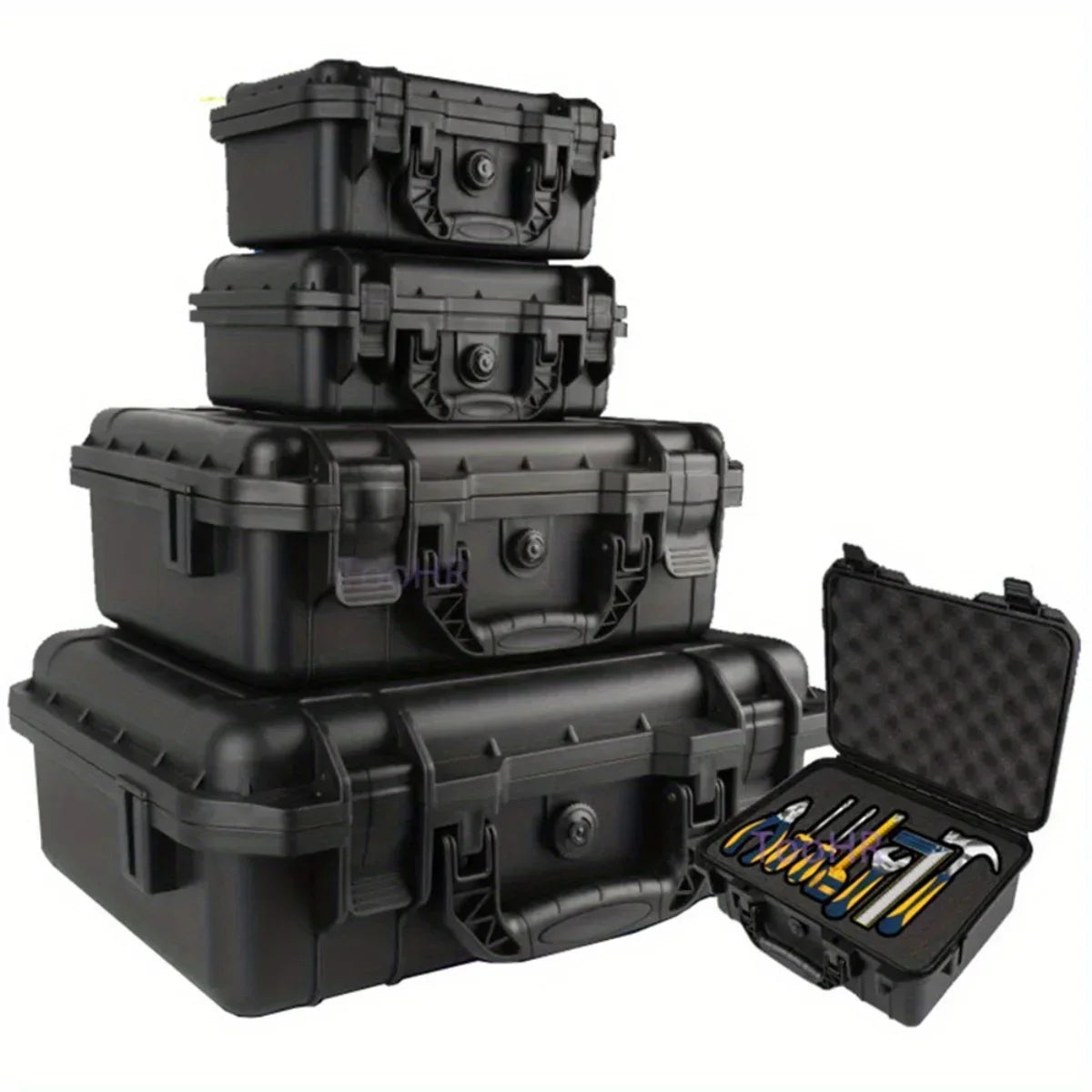 mallette transport rigide étanche boîte rangement outils mousse protection noire robuste pratique