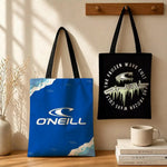 sac toile o'nell bleu blanc vague stylisée réutilisable moderne casual