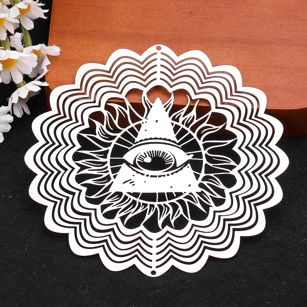 décoration murale suspendue métal 3d géométrique symboles spirituels blanc artisanal