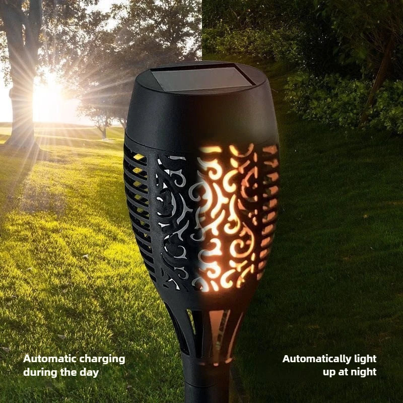 lampe solaire led moderne ajouré motifs floraux noir élégante autoinstallation extérieure jardin decoration