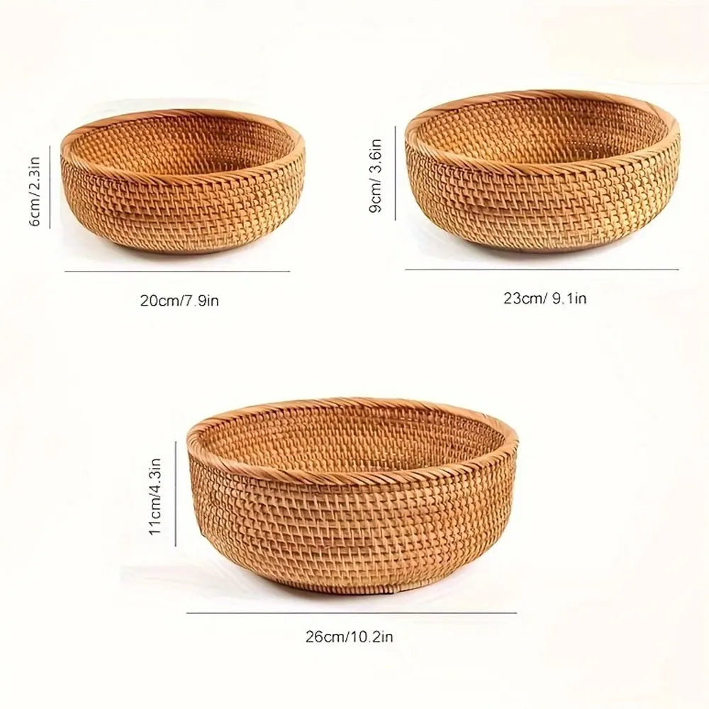 paniers rotin tissage traditionnel marron clair rustique naturel rangement décoration maison cuisine
