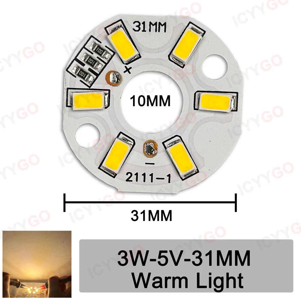 plaque led circulaire 50mm 10w blanc chaud diodes smd5730 modernes technologiques 5v 6000k 3000k