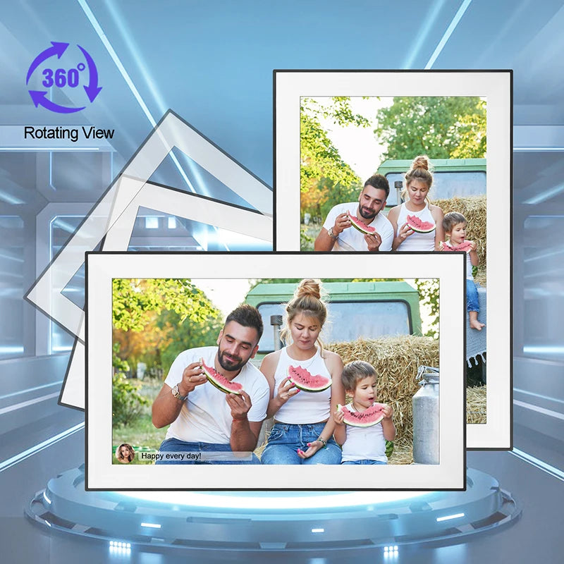 Cadre photo numérique avec support et adaptateur