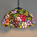 Lampe suspendue Tiffany mosaïque fleurs multicolore opacité chaîne salon chambre
