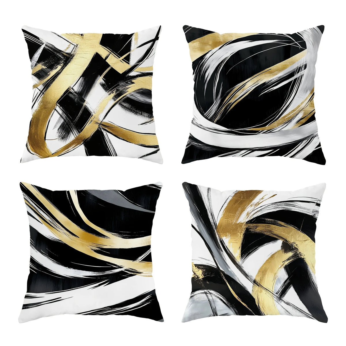 housse coussin polyester motif abstrait contemporain noir blanc doré lit salon voiture