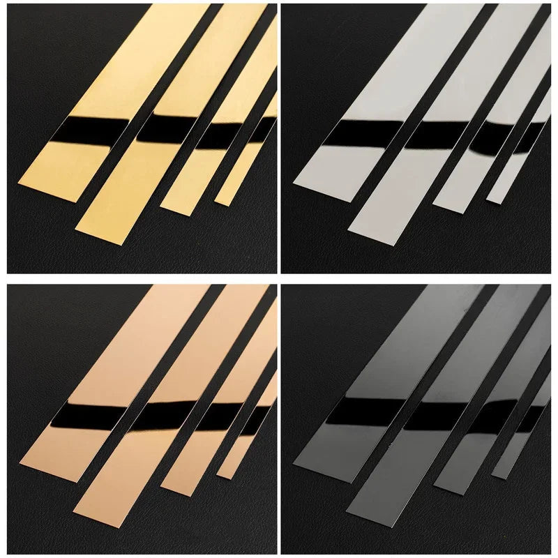 rubans miroirs adhésifs dorés modernes décoration murale élégante noir argenté