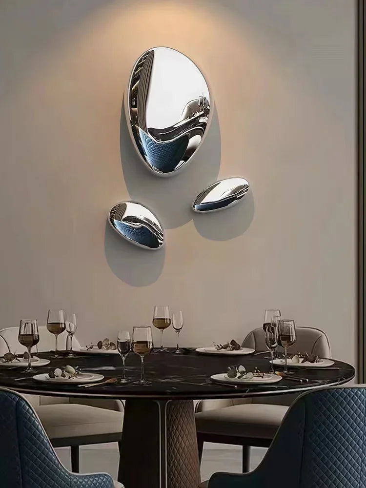 miroir moderne argenté ondulé adhésif mural décoration intérieure chambre salon