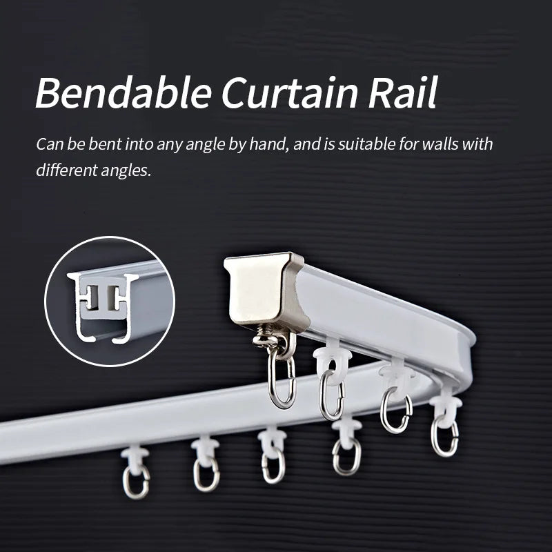 Rail de rideau d'angle pliable pour plafond Ombre Interieur, vue de face