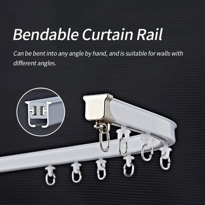 Rail de rideau d'angle pliable pour plafond Ombre Interieur, vue de face