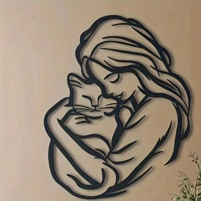 décoration murale sculpture femme chat noir minimaliste moderne lignes fluidesintérieur élégant fixationsalles bain chambres