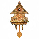 horloge coucou murale rustique bois sculpté figurines animales salon chambre coucher