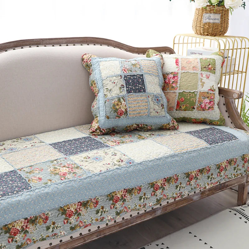 Housse de canapé personnalisable avec imprimé à carreaux floraux
