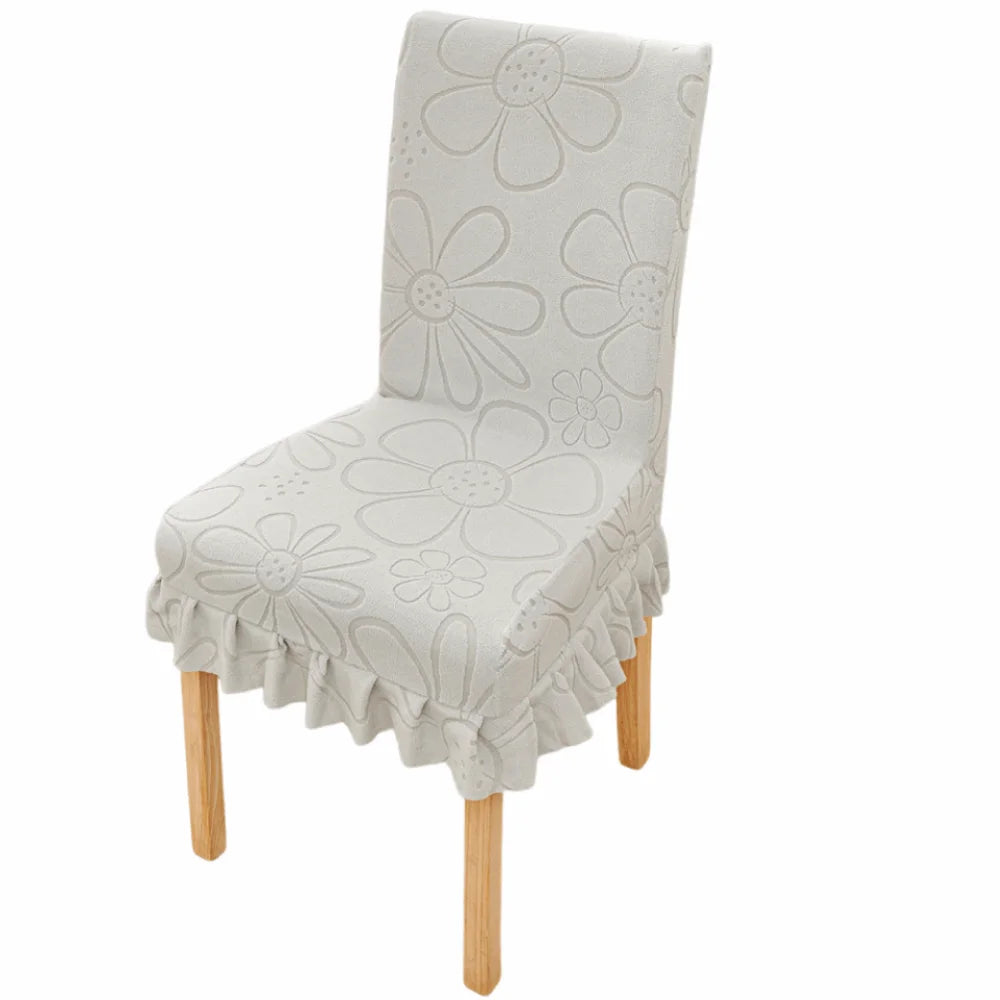housses chaise moderne fleur dentelle 100% polyester beige orange gris