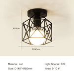 Lampe industrielle moderne métal noir structure géométrique éclairage intérieur E27