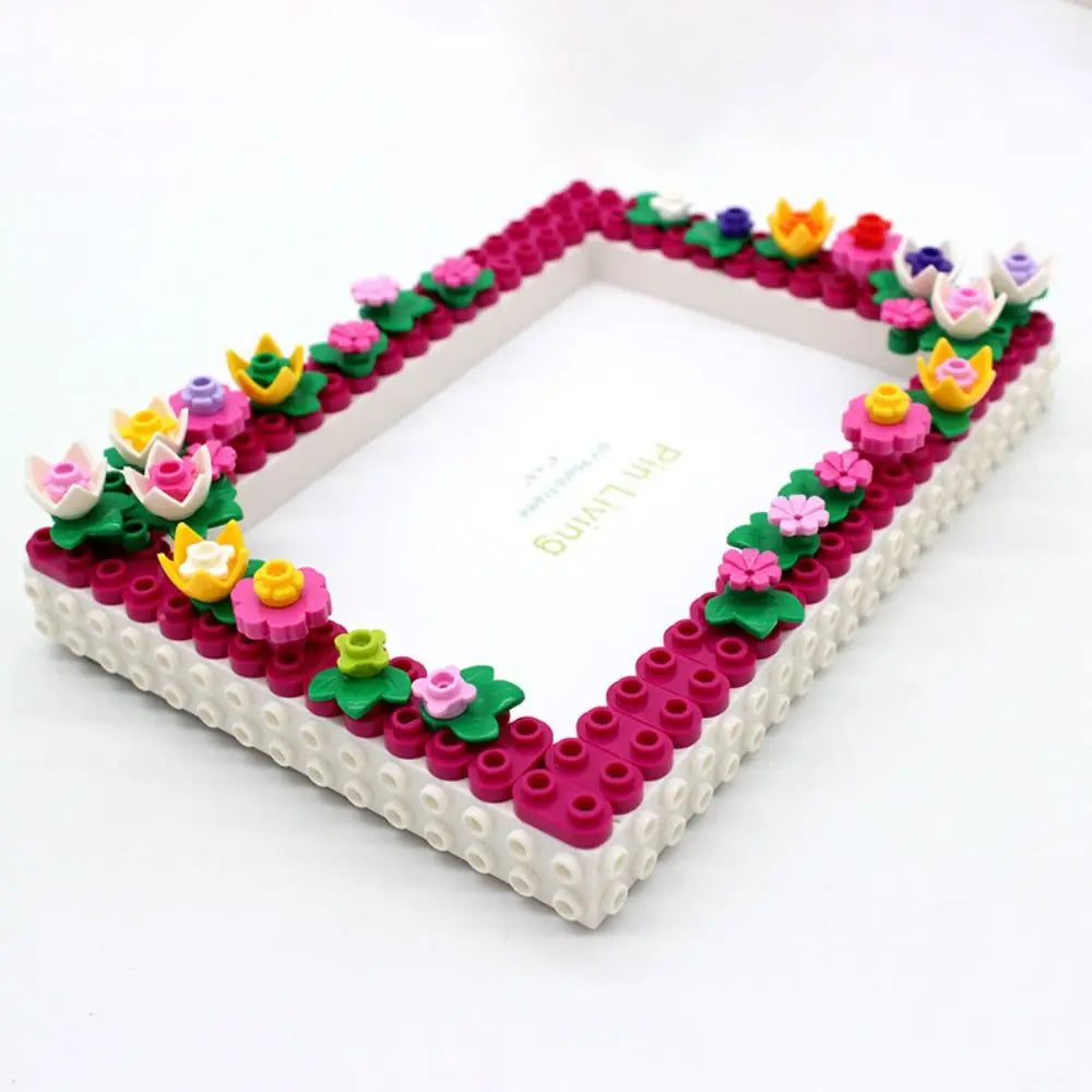 cadre photo floral transparent diy enfantin couleurs vives rose fuchsia vert orange violet