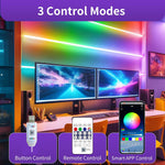 ruban led flexible multicolore moderne télécommande application bluetooth clips fixation