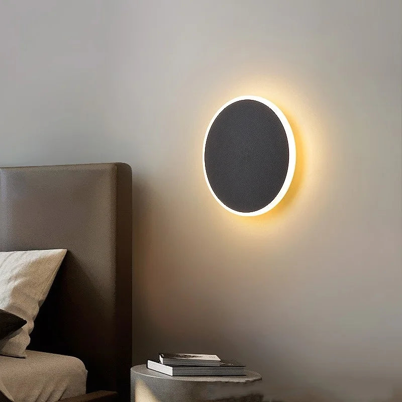 applique murale moderne led noir blanc éclairage circulaire minimaliste fixée mur tactile sans interrupteur