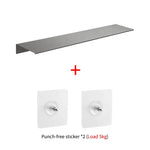 étagère murale adhésive aluminium moderne salle bains accessoires rangement gris lisse sans perçage