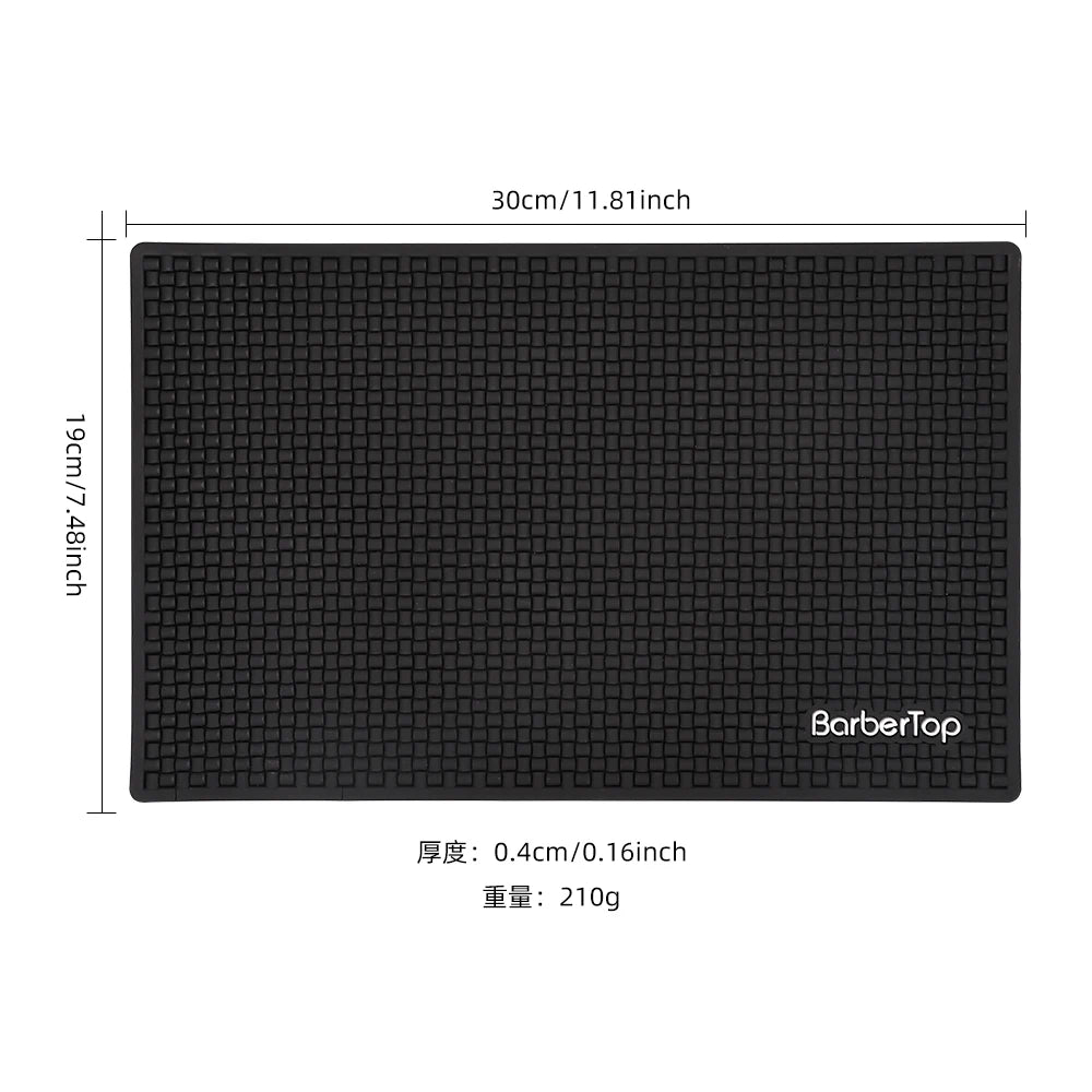 tapis coiffeur antidérapant noir or outils rangement surface texturée professionnel utilitaire