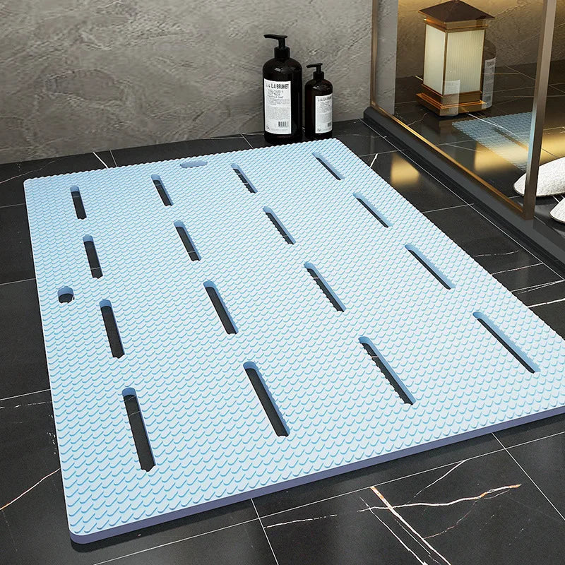 tapis bain antidérapant moderne hexagonal gris texturé douche imperméable hand washable