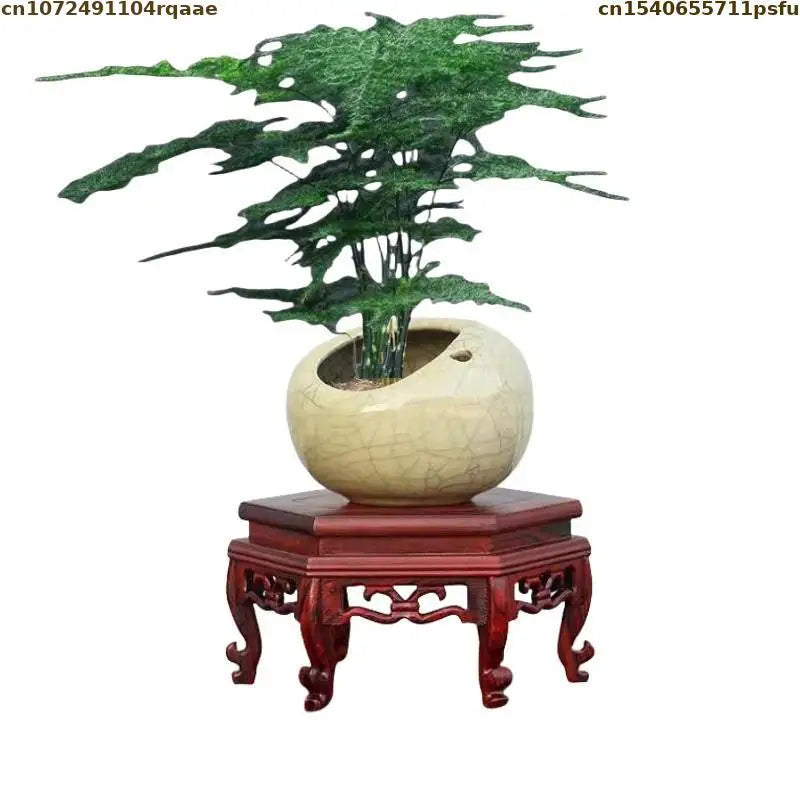présentoir bois artisanal support plantes sculpture marron décor intérieur extérieur étagère jardin