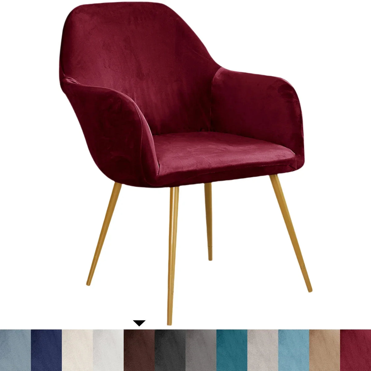 fauteuil moderne velours marron protection chaise accueil mariage banquet élastique mousse roulettes