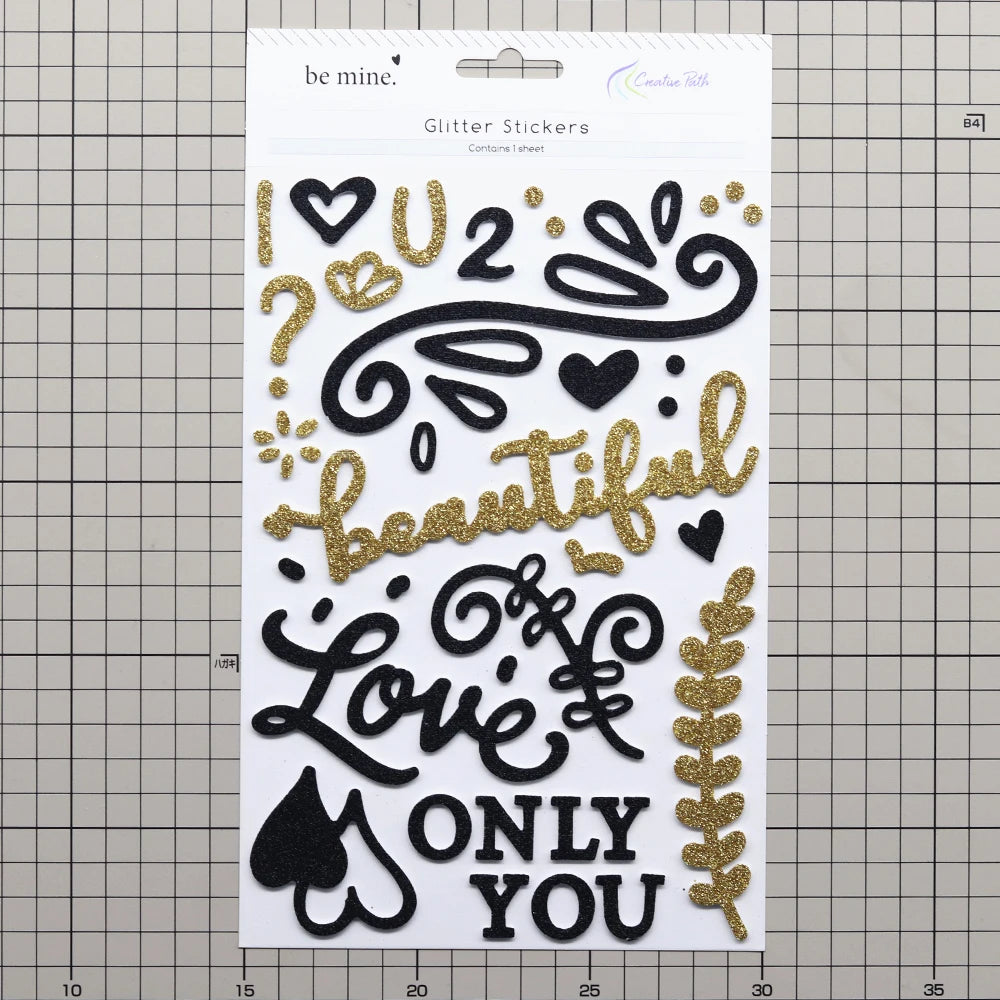 stickers décoratifs 3d pailletés lettres cœurs romantiques scrapbooking agenda journalisation