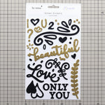 stickers décoratifs 3d pailletés lettres cœurs romantiques scrapbooking agenda journalisation