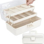 organisateur rangement boîte multi étages vert clair blanc compartiments plastique transparent utilitaire outils fournitures