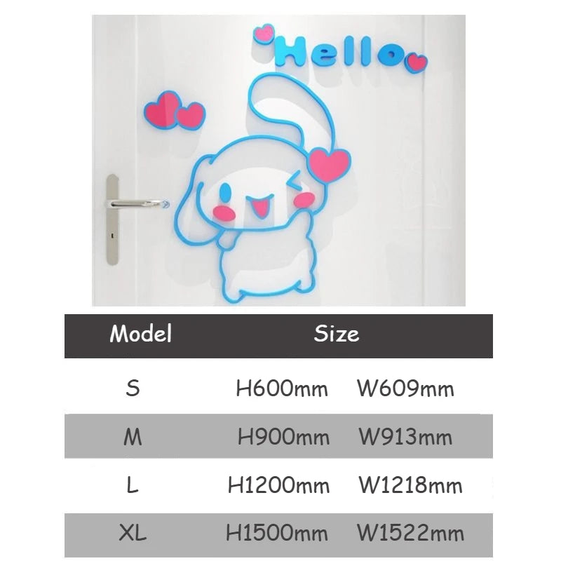 autocollant mural 3d sticker cartoon animal mignon coeurs roses bleu blanc chambre enfant decoration